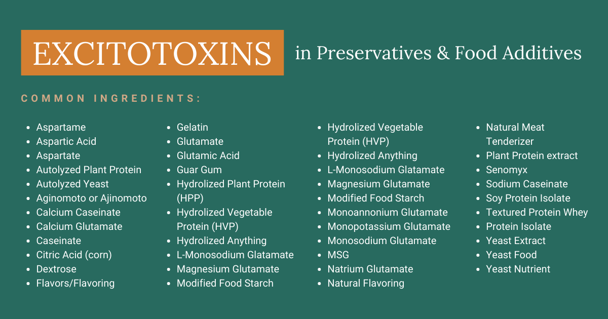 Excitotoxins in preservatives & food additives